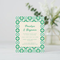Invitación a matrimonio de Moto Retro Azul Verde P