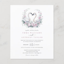 Lámina Invitación a matrimonio de pareja de cisnes con pr