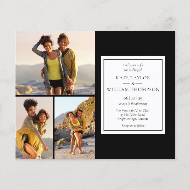 Lámina Invitación a matrimonio de presupuesto en blanco y (Anverso)