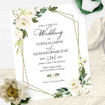 Lámina Invitación a matrimonio de presupuesto floral blan<br><div class="desc">Elegante boda floral geométrico asequible de 4.5"x5.6" invitaciones. NOTA: Los sobres NO ESTÁN INCLUIDOS; los sobres A7 coincidentes están disponibles para ser comprados por separado.</div>