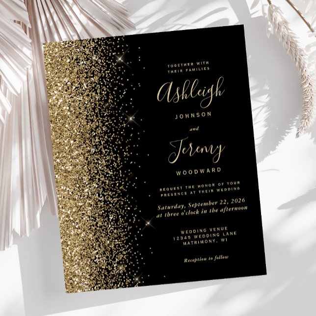 Lámina Invitación a matrimonio de Purpurina de oro negro  (Subido por el creador)