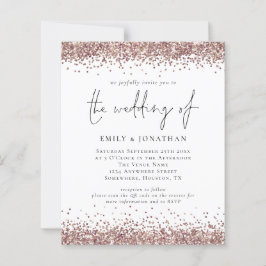 Lámina Invitación a matrimonio de Purpurina de oro Rosa d