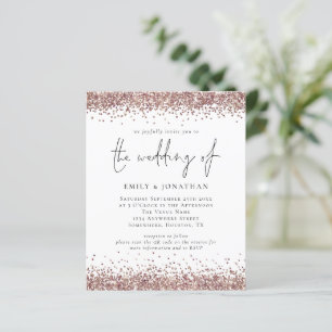 Lámina Invitación a matrimonio de Purpurina de oro Rosa d