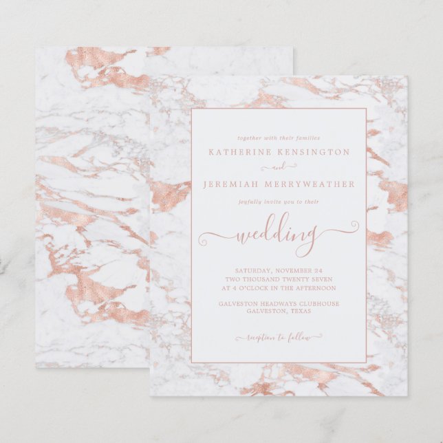 Lámina Invitación a matrimonio de Relieve metalizado dora (Anverso / Reverso)