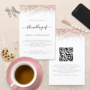 Lámina Invitación a matrimonio de Rosa de oro Purpurina d