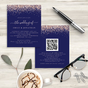 Lámina Invitación a matrimonio de Rosa de oro Purpurina Q