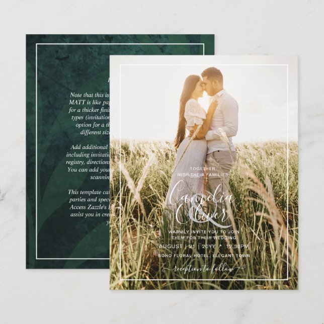Lámina Invitación a matrimonio de superposición de foto v (Anverso / Reverso)