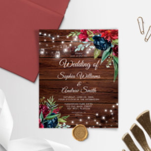 Lámina Invitación a matrimonio floral de madera rústica p