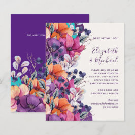 Lámina Invitación a matrimonio floral de Naranja púrpura