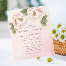 Lámina Invitación a matrimonio floral de peonia para acua