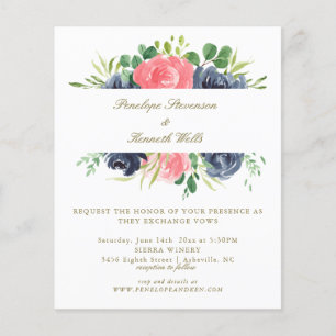 Lámina Invitación a matrimonio floral de Rosa de marina r