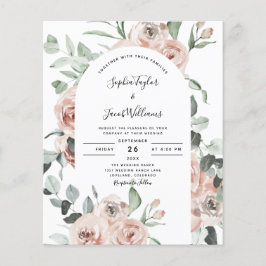 Lámina Invitación a matrimonio floral de rosas rosadas po