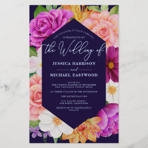 Lámina Invitación a matrimonio floral de rosas rosadas pú