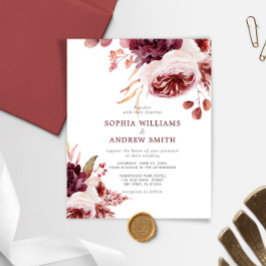 Lámina Invitación a matrimonio floral Rosa bohemio presup