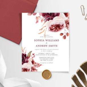 Lámina Invitación a matrimonio floral Rosa bohemio presup