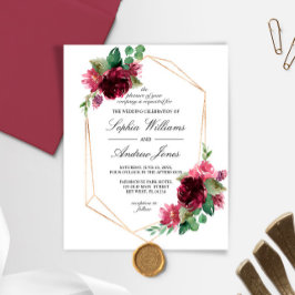 Lámina Invitación a matrimonio floral Rosa bohemio presup
