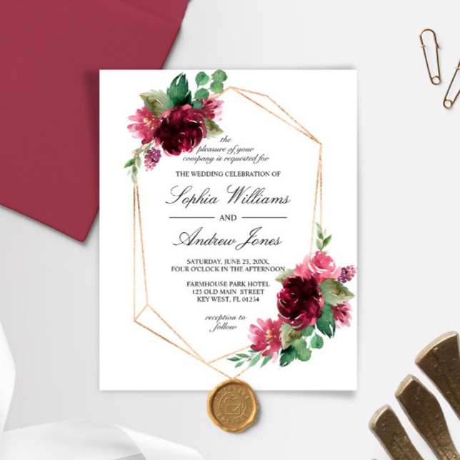 Lámina Invitación a matrimonio floral Rosa bohemio presup (Subido por el creador)