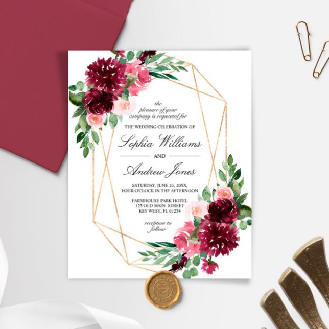Lámina Invitación a matrimonio floral Rosa bohemio presup (Subido por el creador)
