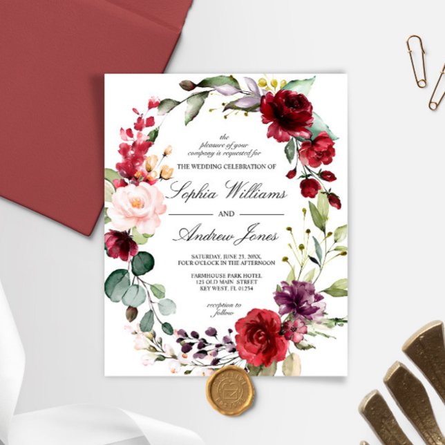 Lámina Invitación a matrimonio floral Rosa de Budget Mars (Subido por el creador)