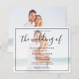 Lámina Invitación a matrimonio fotográfico blanco y negro