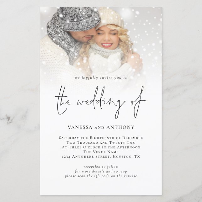 Lámina Invitación a matrimonio fotográfico de código QR d (Anverso)