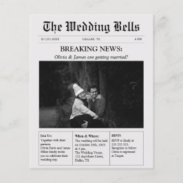 Lámina Invitación a matrimonio fotográfico de periódico ú