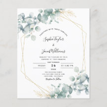 Invitación a matrimonio geométrico de eucalipto de