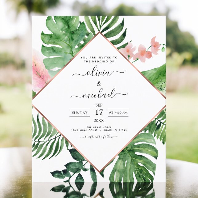 Lámina Invitación a matrimonio geométrico de palma tropic (Subido por el creador)
