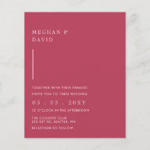 Invitación a matrimonio magenta simple de presupue