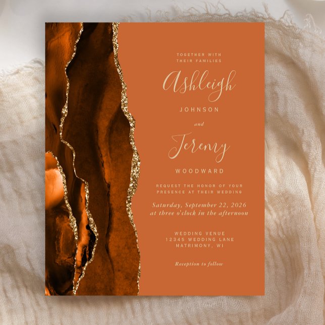 Lámina Invitación a matrimonio marrón de Naranja quemado  (Subido por el creador)