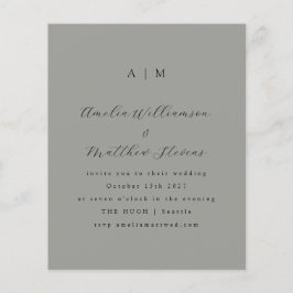 Lámina Invitación a matrimonio mínimo en monograma gris d