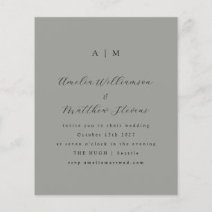 Lámina Invitación a matrimonio mínimo en monograma gris d