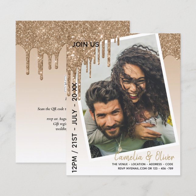 Lámina Invitación a matrimonio por sobreposición de foto  (Anverso / Reverso)