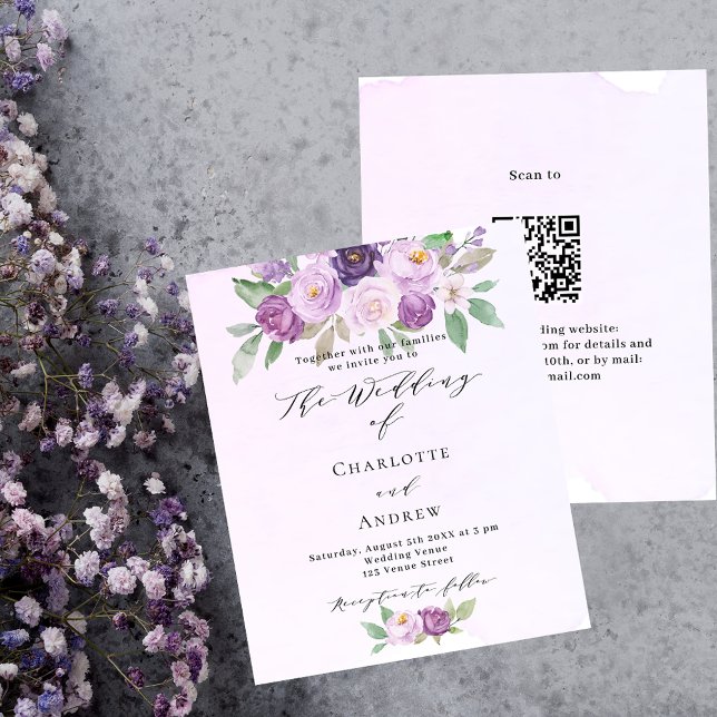 Lámina Invitación a matrimonio presupuestal de rosas viol (Subido por el creador)