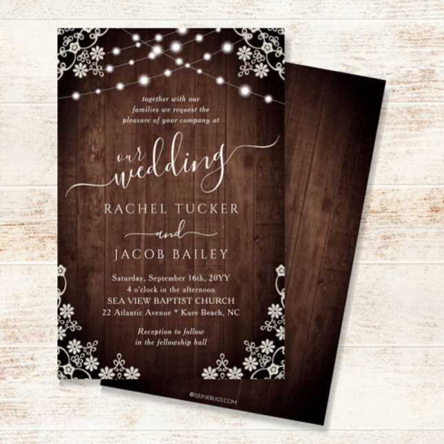 Lámina Invitación a matrimonio presupuestal Rustic Lace & (Subido por el creador)