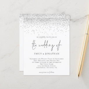 Lámina Invitación a matrimonio Purpurina plateado con gui