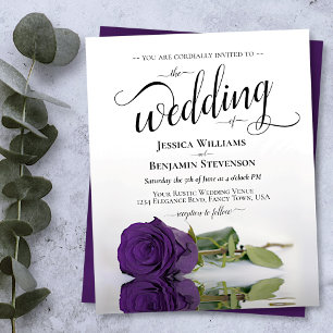 Lámina Invitación a matrimonio real con Rosa morado