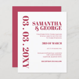 Lámina Invitación a matrimonio retro moderno con magenta