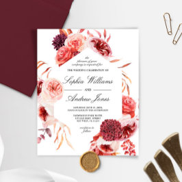 Lámina Invitación a matrimonio Rosa de Marsala, bohemio-p