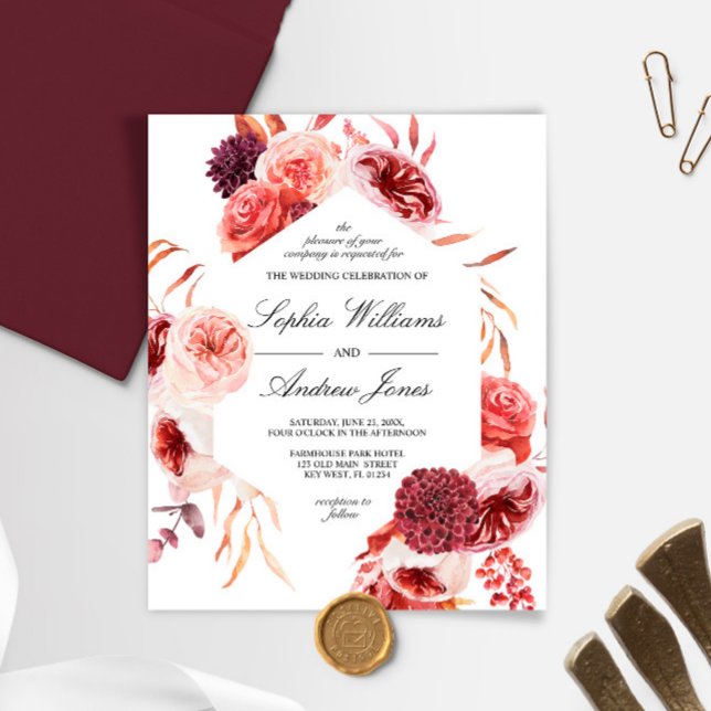 Lámina Invitación a matrimonio Rosa de Marsala, bohemio-p (Subido por el creador)