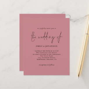 Lámina Invitación a matrimonio rosado simple Rosa con pol
