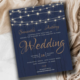 Lámina Invitación a matrimonio RSVP con luces de cadena d