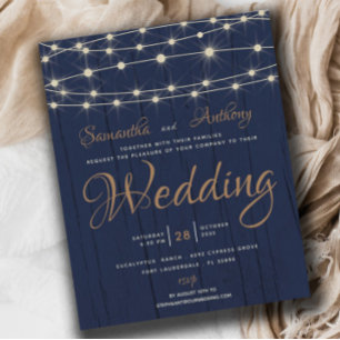 Lámina Invitación a matrimonio RSVP con luces de cadena d