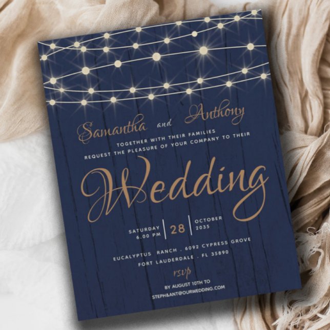 Lámina Invitación a matrimonio RSVP con luces de cadena d (Subido por el creador)
