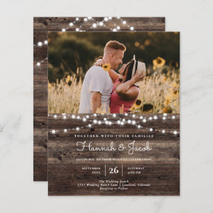 Lámina Invitación a matrimonio RSVP de código QR de mader