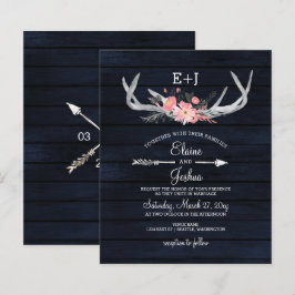 Lámina Invitación a matrimonio Rubor Floral Antler de la