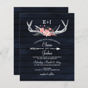 Lámina Invitación a matrimonio Rubor Floral Antler de la 