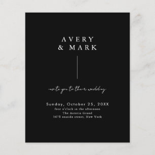 Lámina Invitación a matrimonio simple blanco y negro míni
