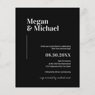 Lámina Invitación a matrimonio simple blanco y negro míni