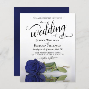 Lámina Invitación a matrimonio simple con Rosa azul de la